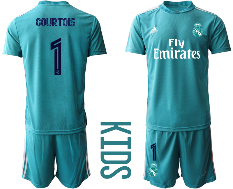 Youth 2020-2021 club Real Madrid blue goalkeeper #1 Soccer Jerseys